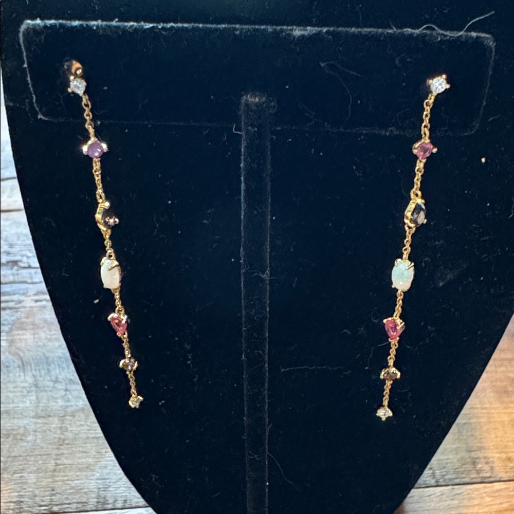 Elegant delicate Gold and Multicolor Drop Earrings